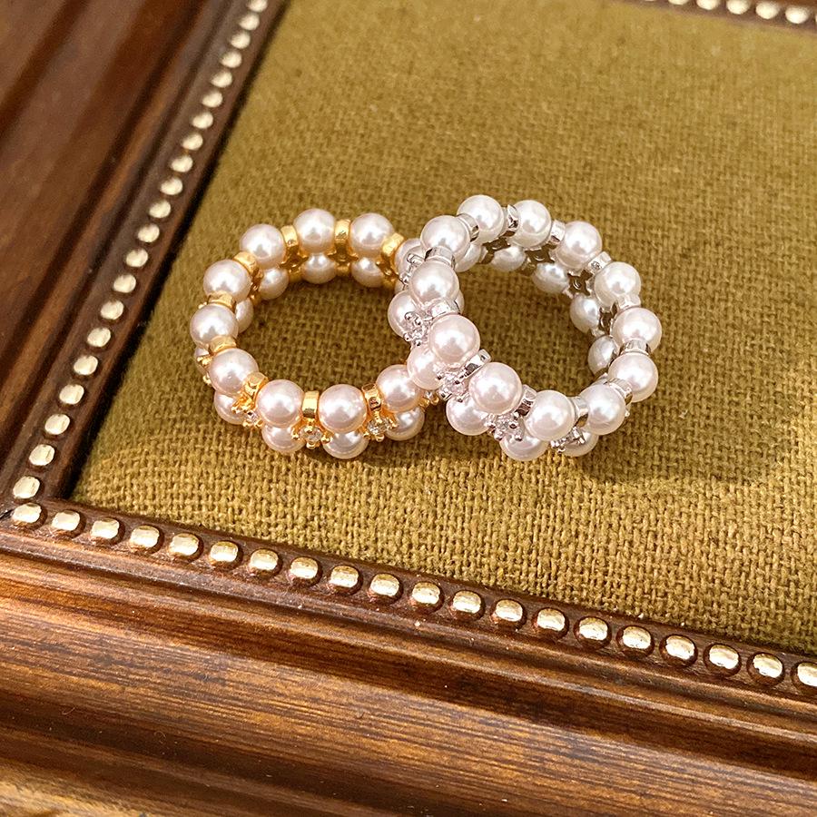 Cluster Starry 18k Gold Plated Zircon Pearl Ring - Fashionable Luxury Jewelry for Women