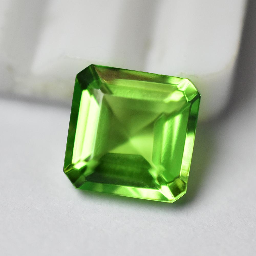 Natural Green Peridot 6.75 Ct CERTIFIED Square Shape Rare Loose Gemstone