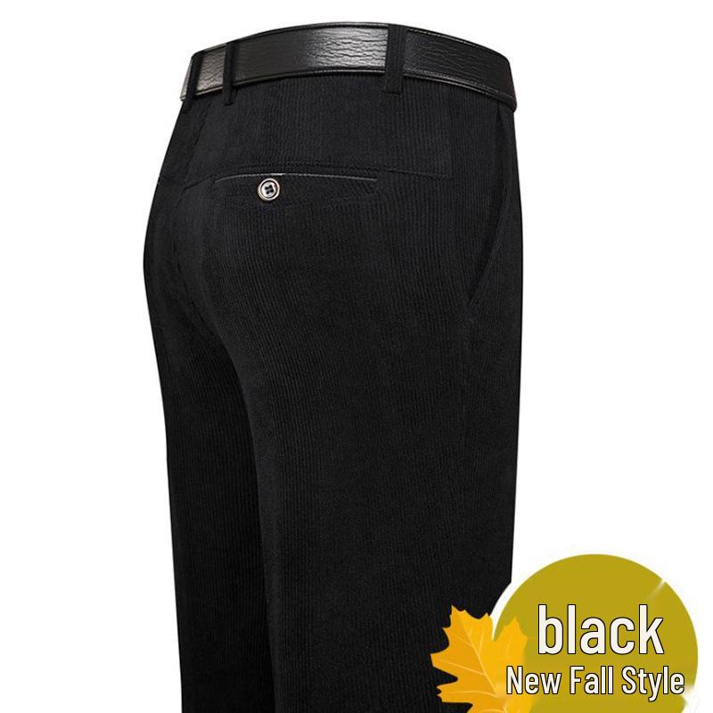 

Чоловічі зимові вельветові штани прямого крою для ділового повсякденного стилю - Потовщені, вільного крою для чоловіків середнього та похилого віку. Size 32 чорний