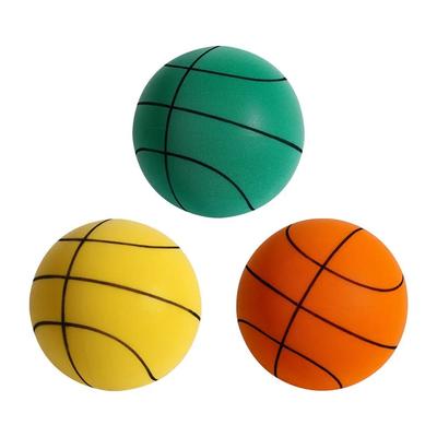 Baloncesto silencioso alta densidad niños entrenamiento interior raqueta pelota portátil 18cm/22cm esponja elástica pequeña cuero pelota juguete
