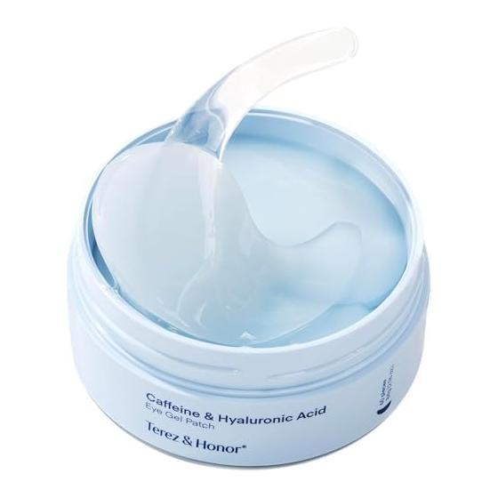 Terez & Honor Caffeine Hyaluronic Acid Eye Pack Eye Gel Patch Hyaluronic Acid Patch Eye Care Eye Pack Eye Pack Sheet Korean Cosmetics (Light Blue)