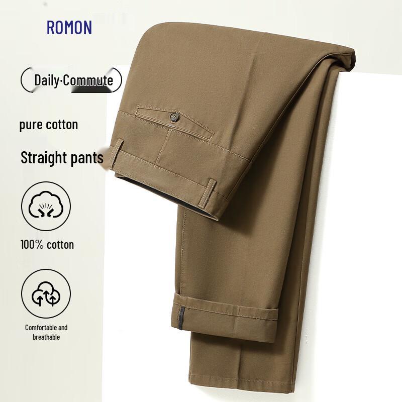 

Luomeng Men s Cotton Business Casual Straight-Leg Pants 42