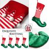 Large Christmas Elf Stocking Ornament with Red & Green Velvet Pom-Poms