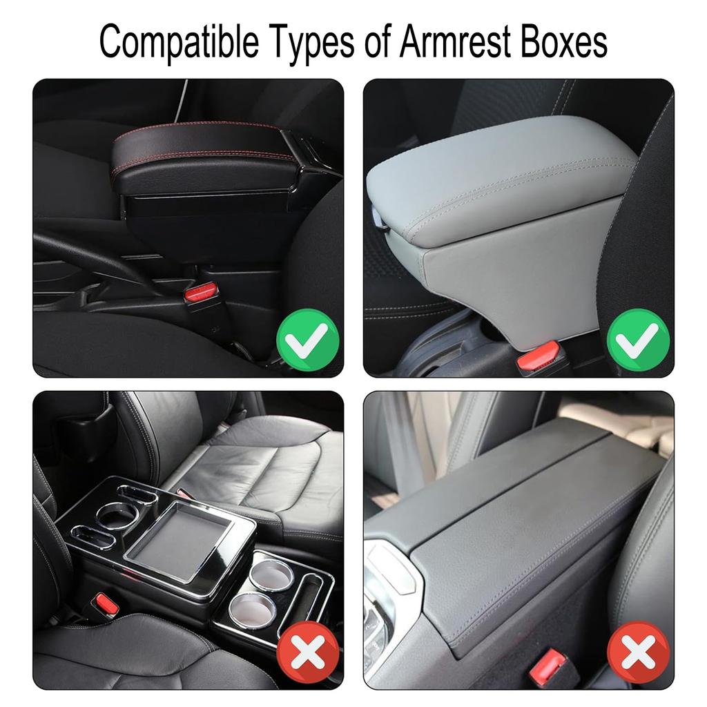 PU Leather Car Armrest Mat Center Console Arm Rest Protection Cushion With Storage Pockets Armrests Car Interior Accessories