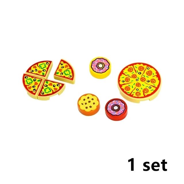 Food Brick Playset City Series Friend Accessory Parts Bread Chips Roast Chicken Pizza Hot Dog Fish Fruit Carrot Basket Classic DIY Block Bricks