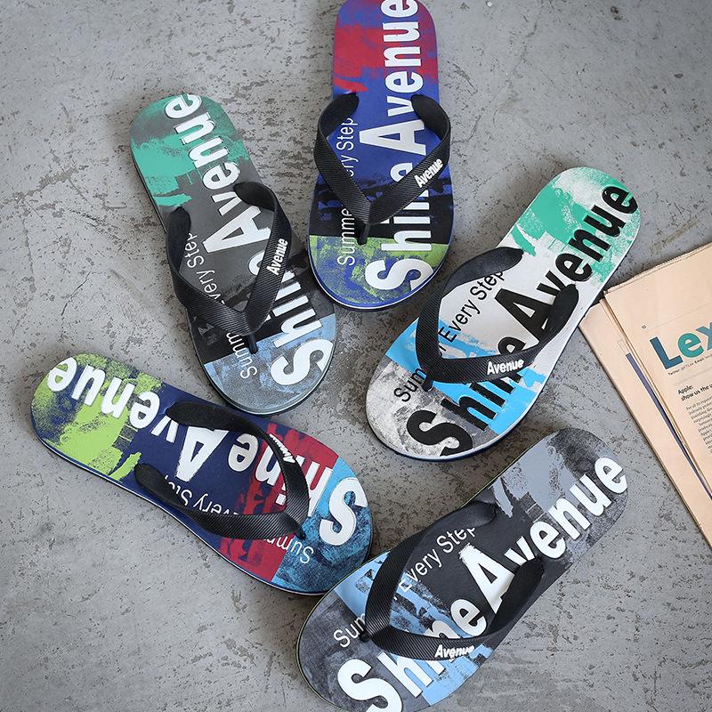 Trendy Black Korean Style Anti-Slip Flip-Flops for Men - Soft Sole Summer Outdoor Slippers