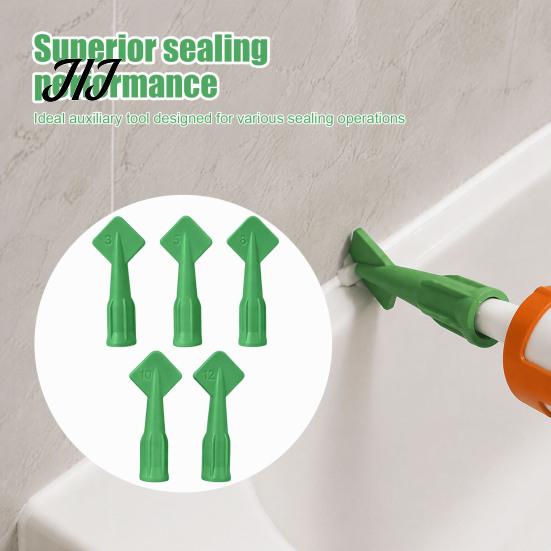 Window Door Gap Filler Tool 5Pcs Caulk Tip Tools, Caulking Tips Set with Nozzle Adapter, Plastic Seal Dresser for Home Improvement Applicator Reusable