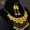 Gold-Plated Brass Flower Necklace & Earrings Set for Women's Wedding Jewelry