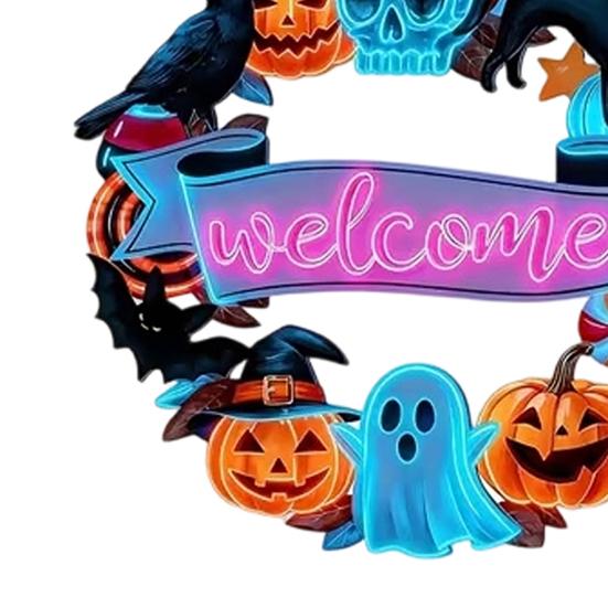 Halloween Holz Türschild, Schwarze Katze Kürbis Skelett Veranda Hängedekoration, Wasserdichtes Außen Willkommensschild, Bereit zum Aufhängen Party Dekoration