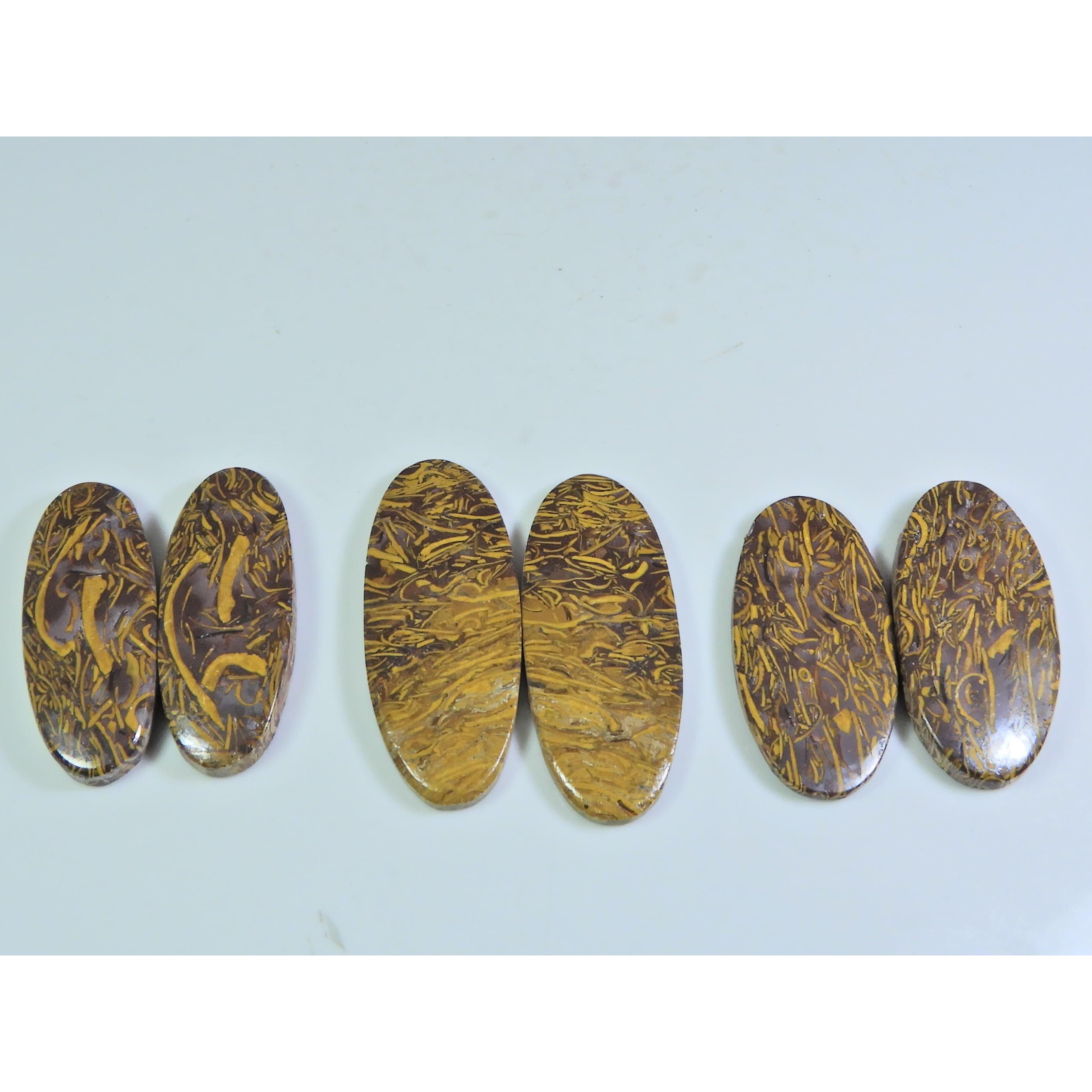 

35-39 ММ Натуральный Мариам Яшма Овальная Парная Пара Свободный Драгоценный Камень Лот из 3 Пар A-608