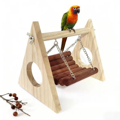 Small Size Parrot Swing Perch Natural Wood Hamster Chew Toy New Exercise Playground  Pet Cage Decor