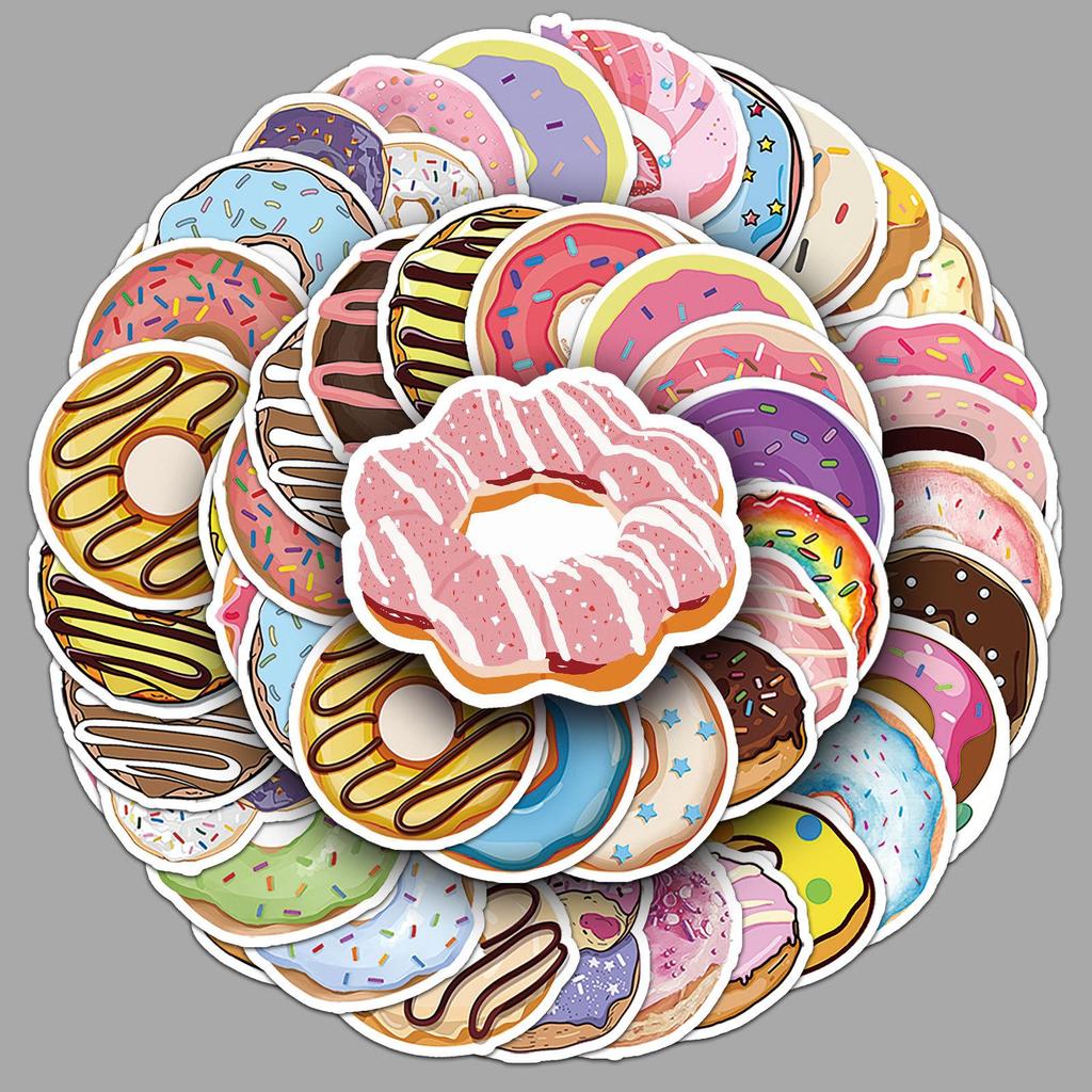 50PCS Sweet Donut Stickers: Trendy Graffiti Designs for Laptops, Cars & More