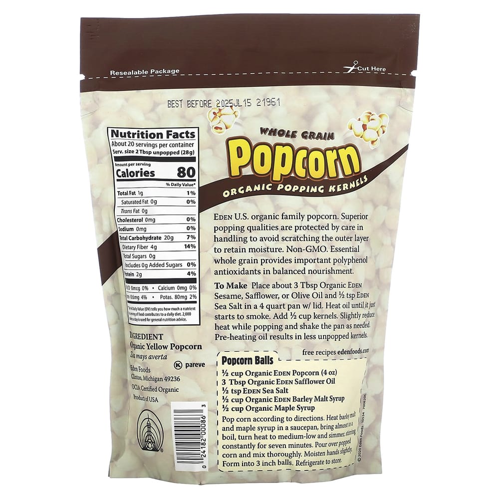 Eden Foods Popcorn Kernels, 20 oz (566 g)