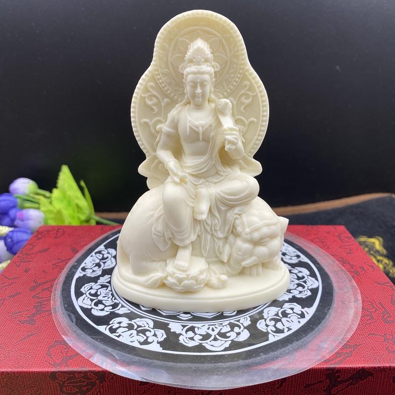 Ivory Fruit Samantabhadra Buddha Figurine Dragon Snake Guardian Zodiac Buddha Car Decorations Office Entrance Home Decor