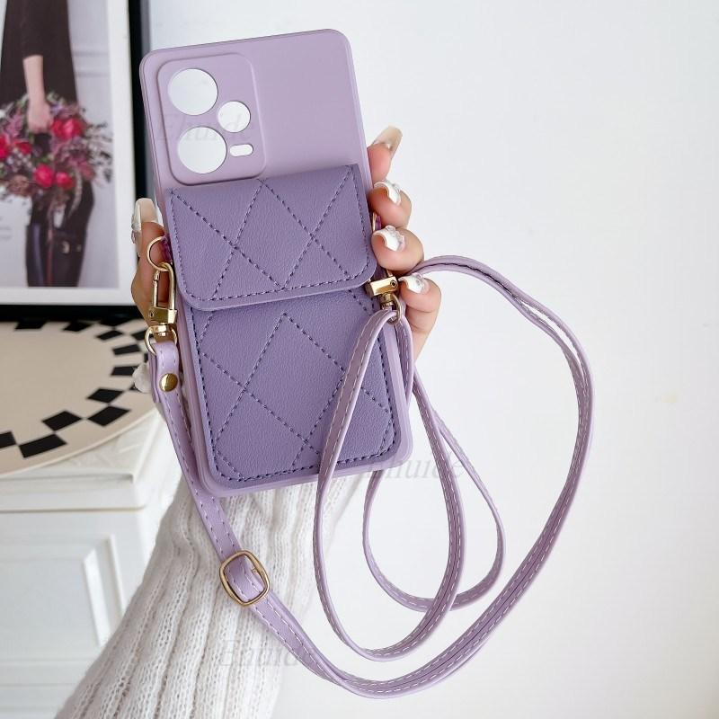 

Lanyard Case for iPhone 16 14 15 12 11 Pro Max 13 Mini X XS 8 7 Plus Stand Crossbody Strap Bag Leather Wallet Card Cover for iPhone 13 mini