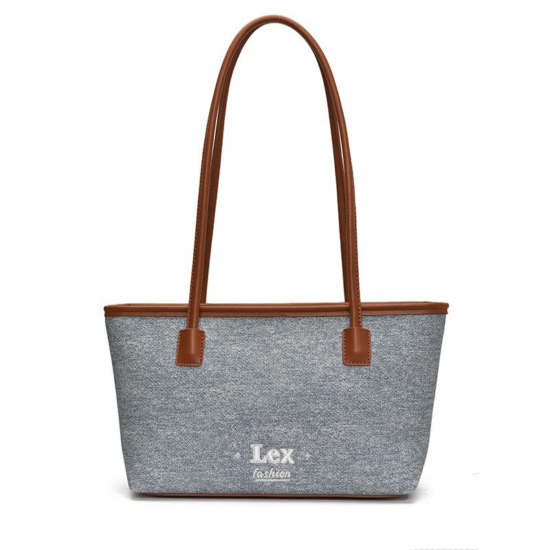 

Retro exquisite simple splicing shoulder strap drawstring casual cotton canvas bag bundle mouth shopping shoulder tote bag