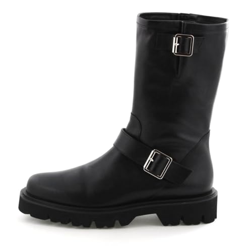 HIMIKO Engineer Boots, 651405, Black, Size 225, Genuine Leather with Soft Cushion Track Sole and Thick Sole