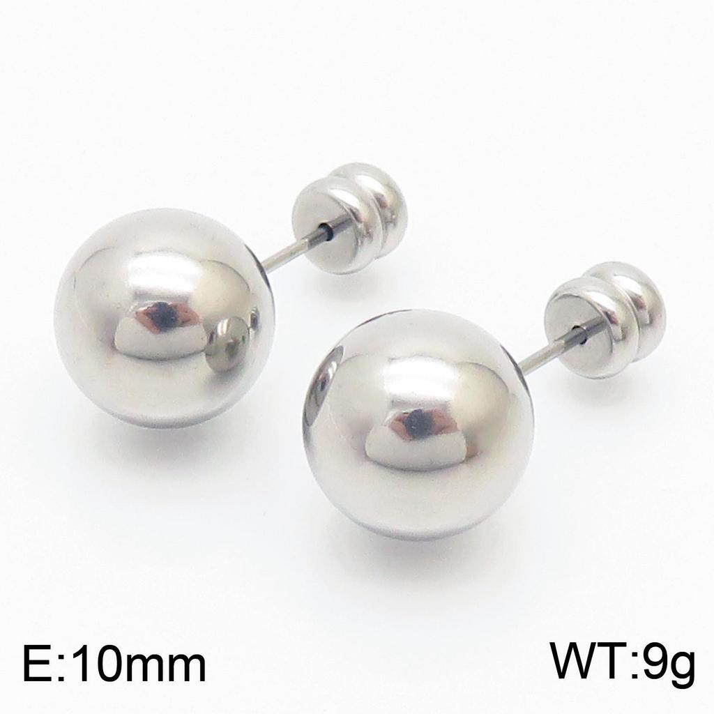 Europäische & Amerikanische Titanstahl Runde Perlen Damen Ohrstecker - Schlichte Streetstyle-Accessoires