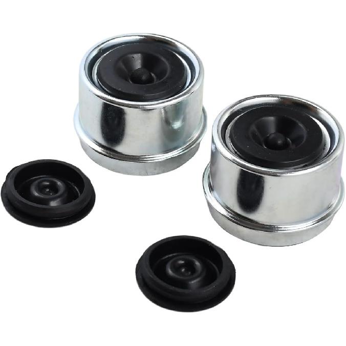 2Pcs 1.98 Inch Trailer Axle Dust Cap Cup Grease Cover Hub with Extra 2 Rubber Plugs, Compatible with Dexter EZ Lube Trailer Axles for Most 2000 to