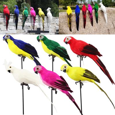 Colorful Fake Parrots Artificial Birds Model Outdoor Home Garden  Tree Decor