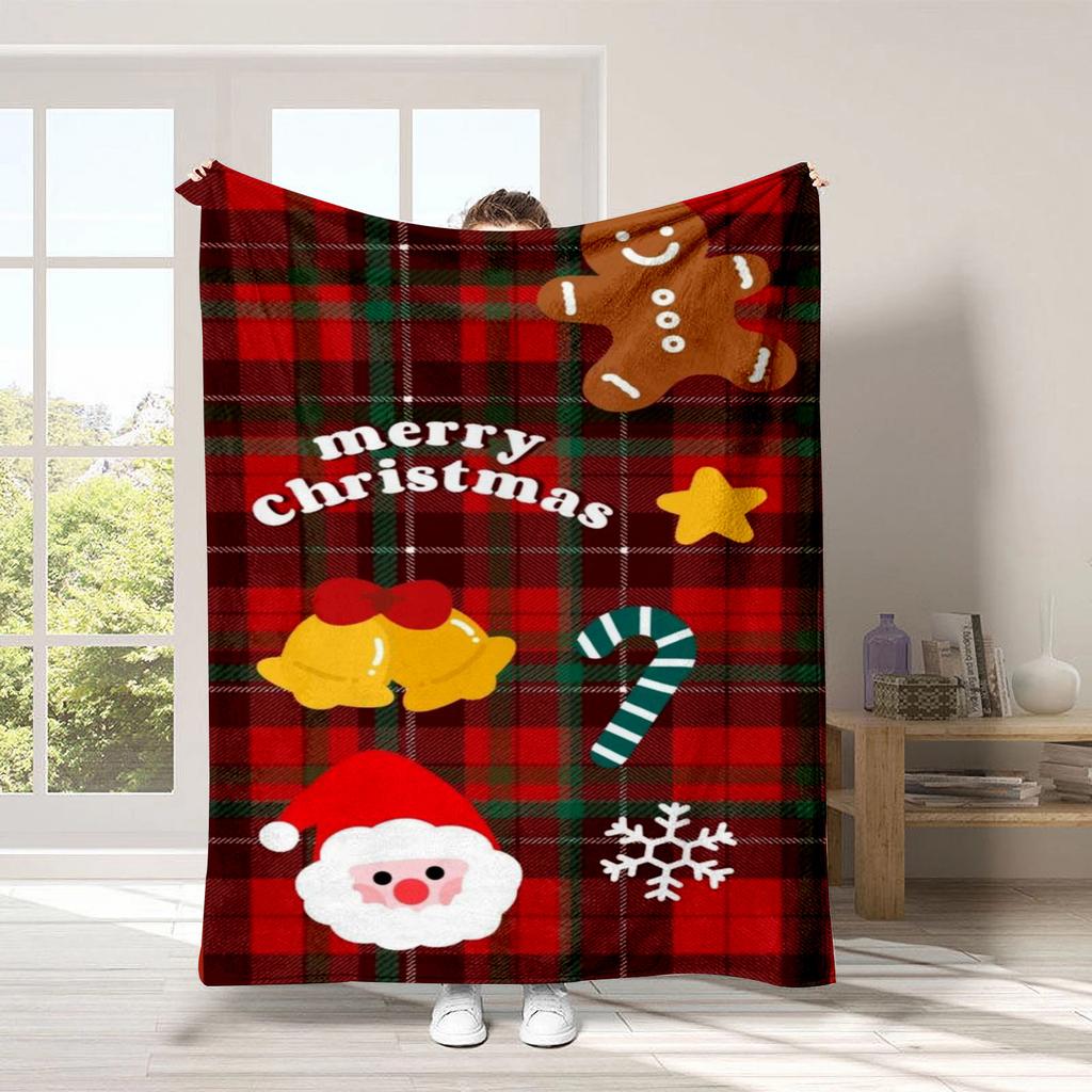 Christmas Cartoon Series Printed Blanket for Sofa Travel Camping Living Room Office Conditioning Blanket for All Seasons Gifts