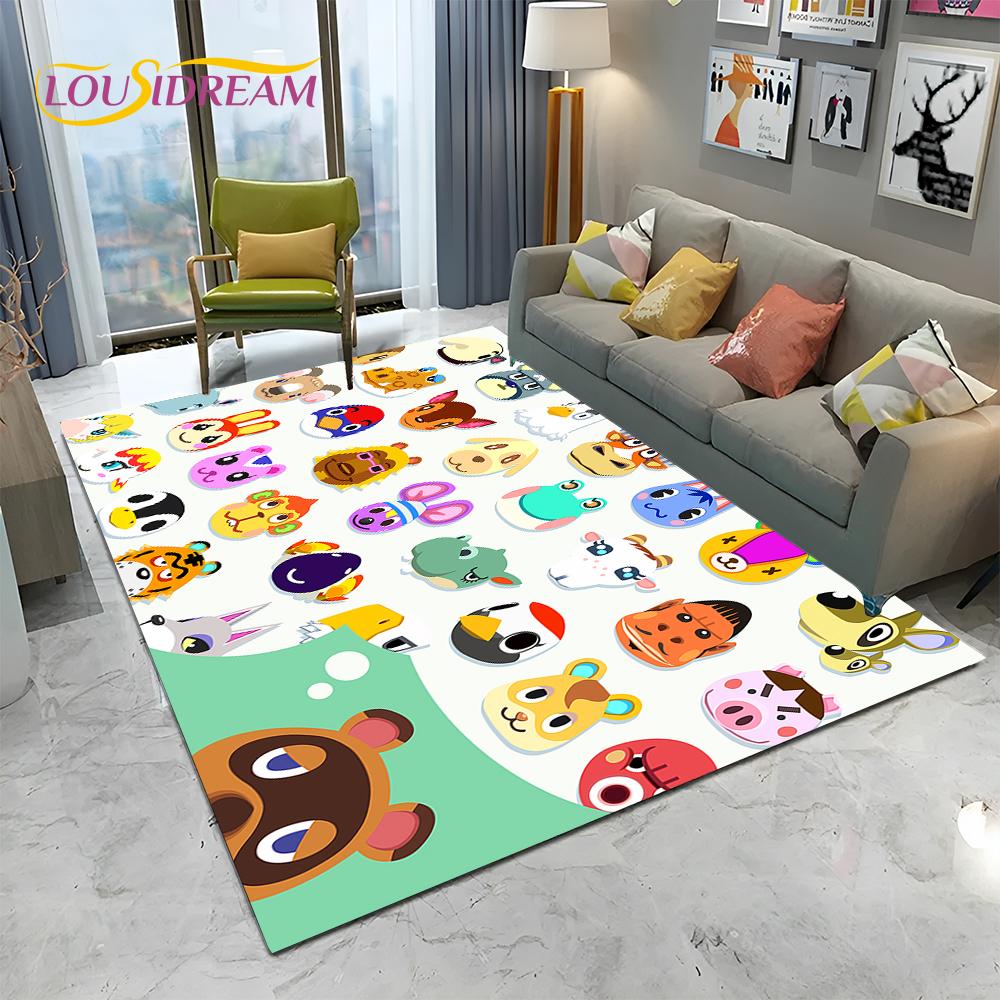 Cartoon Animal Crossing New Horizons Area Rug,Carpet Rug for Living Room Bedroom Sofa Doormat Decor,Kids Play Non-slip Floor Mat
