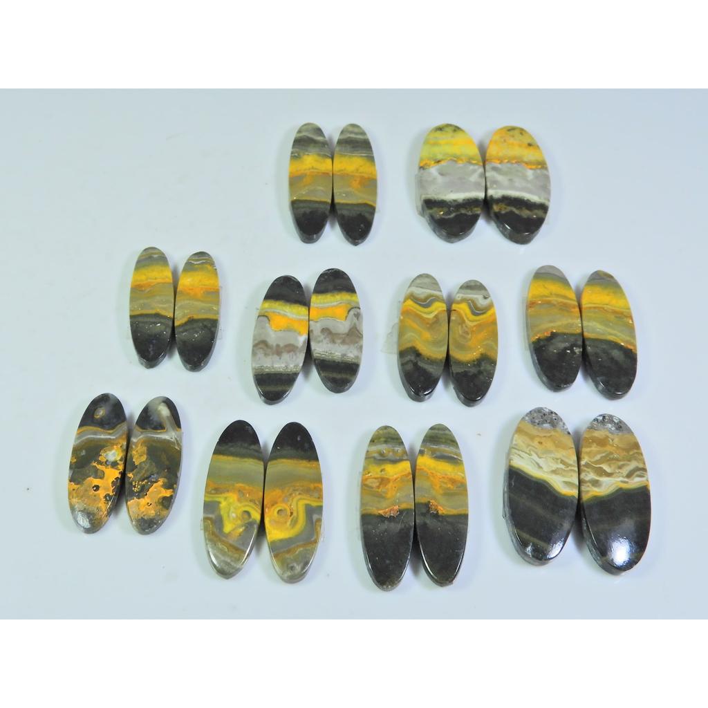 9X24-13X31MM Natural Bumble Bee Jasper Pair Oval Cabochon Gemstone 10PairLot C-134