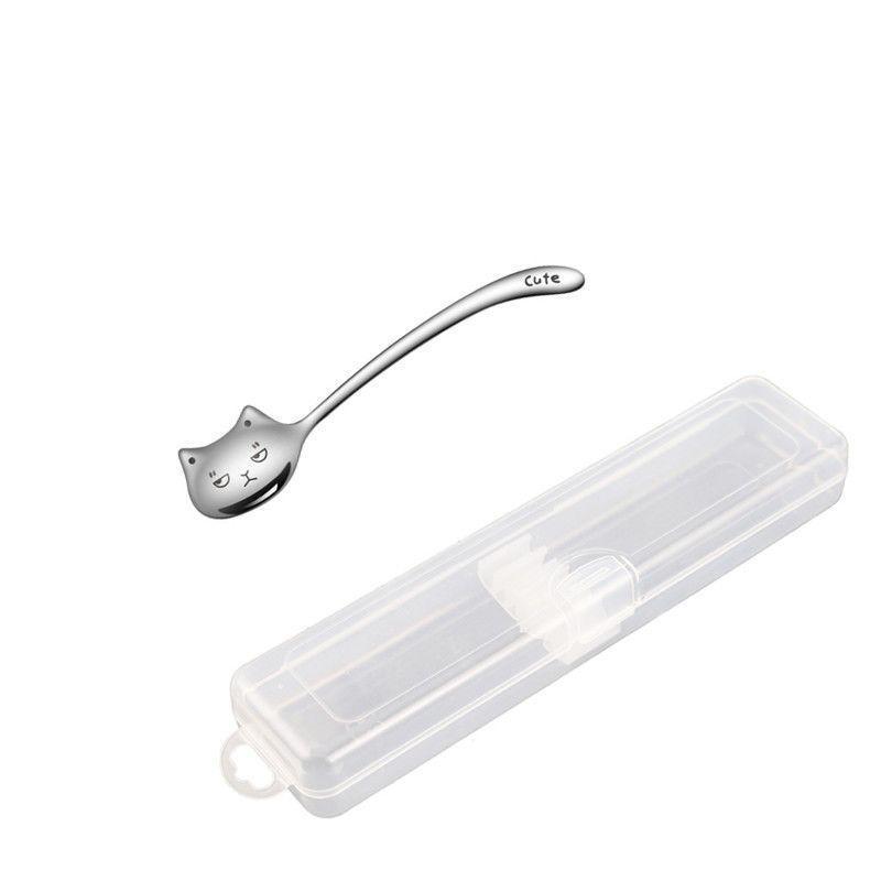 Stainless Steel Cute Cat Spoon Food Grade Cartoon Design For Stirring Coffee Tea Dessert Daily Use