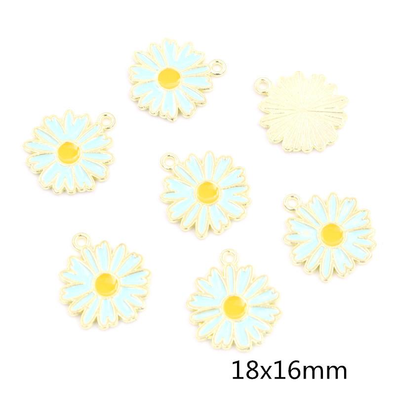 20pcs Enamel Flower Charms Pendant Alloy Metal DIY Jewelry Making Accessories Findings for Earrings Necklace Bracelet