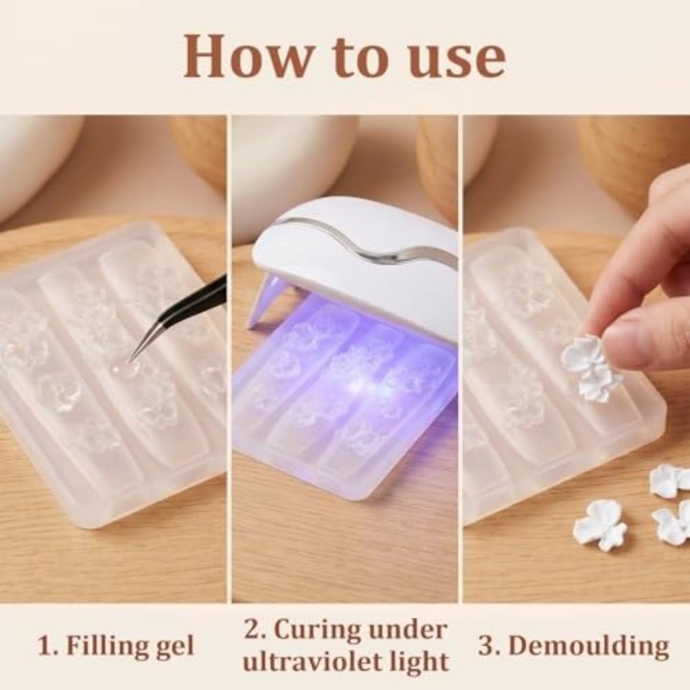 Transparent Silicone Nail Art Molds 3D Carving Nail Art Molds  for DIY Manicure Design