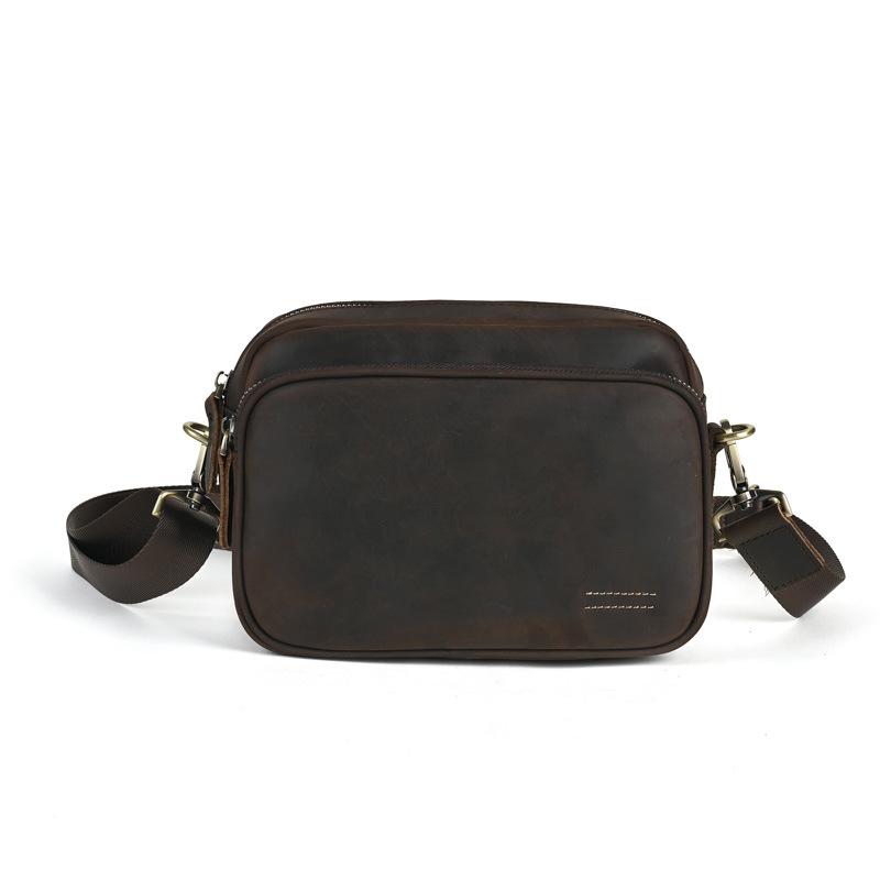 Ancient trendy cowhide personality trend men s backpack commuting shoulder messenger square bag genuine leather premium messenger bag men s
