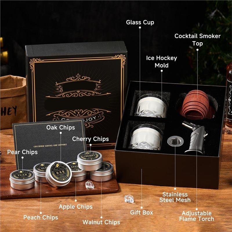Gutes Whiskey-Räucherwerkzeug-Set mit Brenner-Cocktail-Räucherinfusions-Set, Old Fashioned Drink-Räucher-Set, Geburtstagsgeschenk für Whiskey L