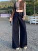 Women's American Retro High-Waisted Wide-Leg Jeans - Spring Fashion, Loose Fit, Floor-Length