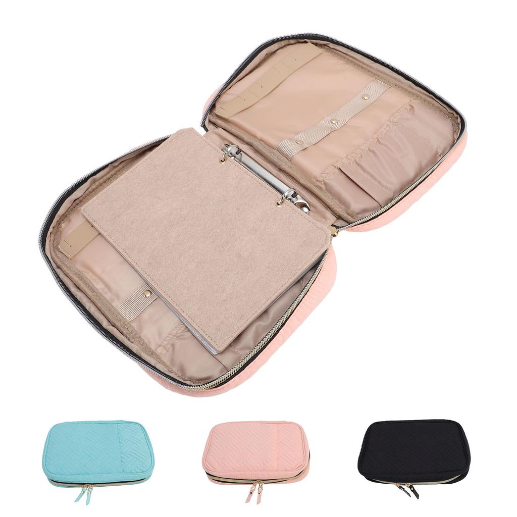Jewelry Travel Case Ring Binder Storage Book with Clear Pockets Zippered Organizer for Necklace Earr