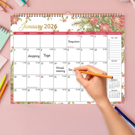 2026 Wall Calendar 14" X 11" Large Calendar with Hanging Hook January