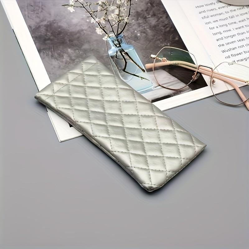 Super Soft Premium Faux Leather Glasses Case | Compact Quilted Design, Secure Closure, Stylish Carry-On | (3 Colors Available) White/Black/Pink