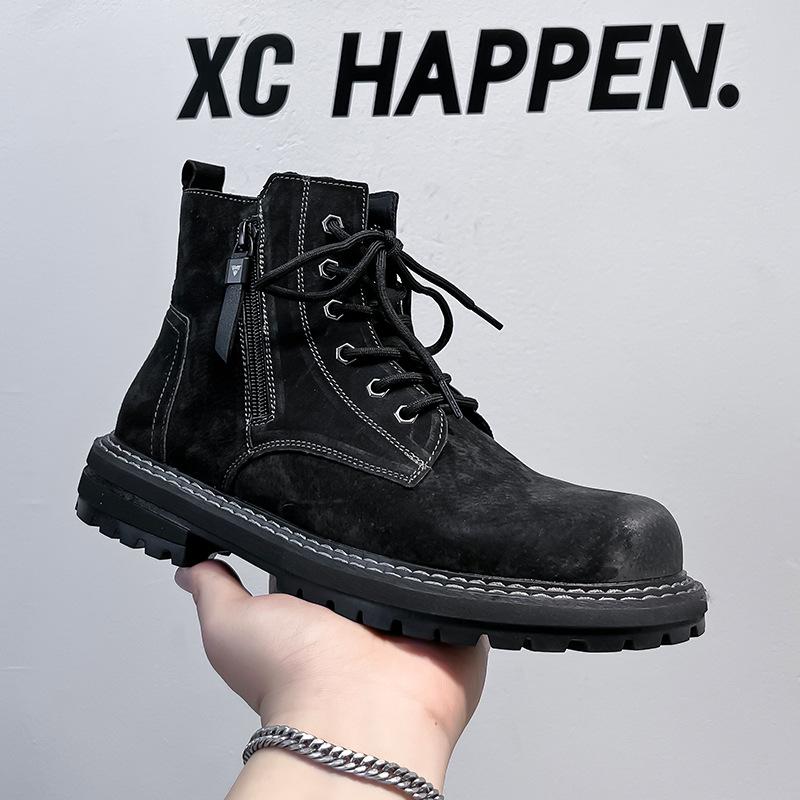 

Martin boots men s 2024 new side zipper seven-hole super fire ins high street Korean version trendy handsome short boots 666-A 38 чёрный