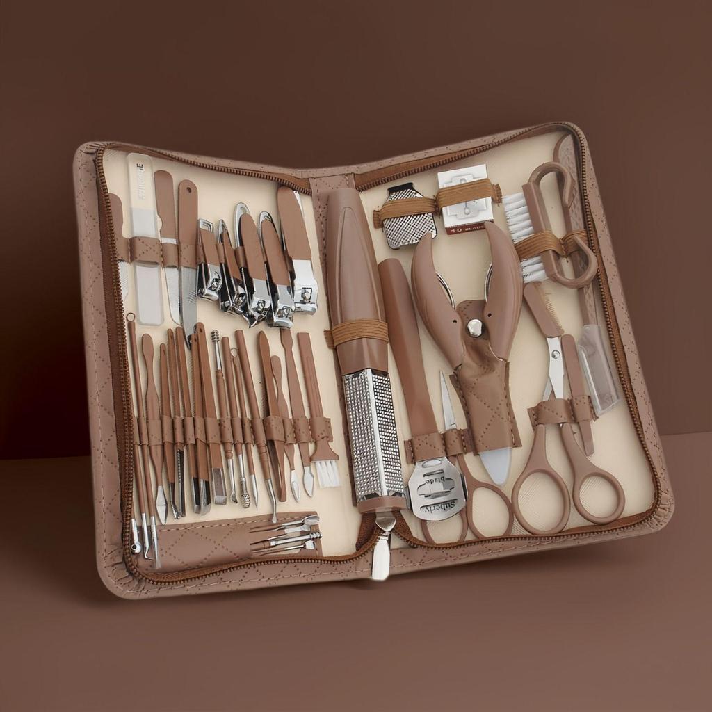 42-Piece Manicure Set: Stainless Steel Nail Clippers, Cuticle Nippers, Eyebrow Razor, Ear Pick, Foot Scraper.