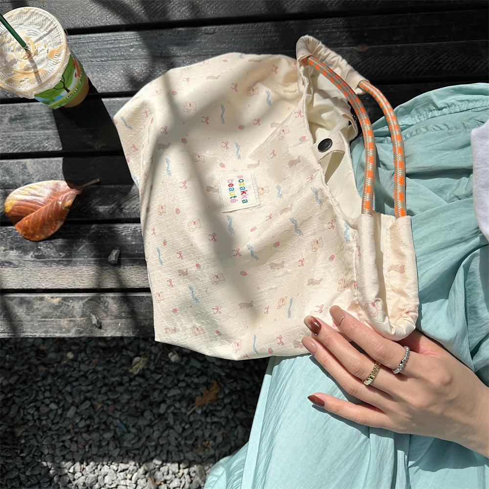 Korean Cartoon Canvas Tote Bag for Women - Large Capacity Handbag for Shopping & Work