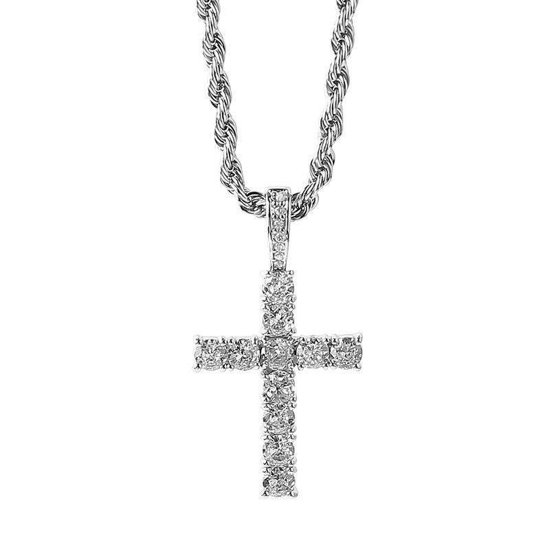 European-American Hip-hop Inlaid Diamond Cross Titanium Steel Necklace: High-end Unisex Sweater Chain