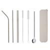 NEW Drinking Straw Stainless Steel Straw Set Straw Spoon with Brushes Box
