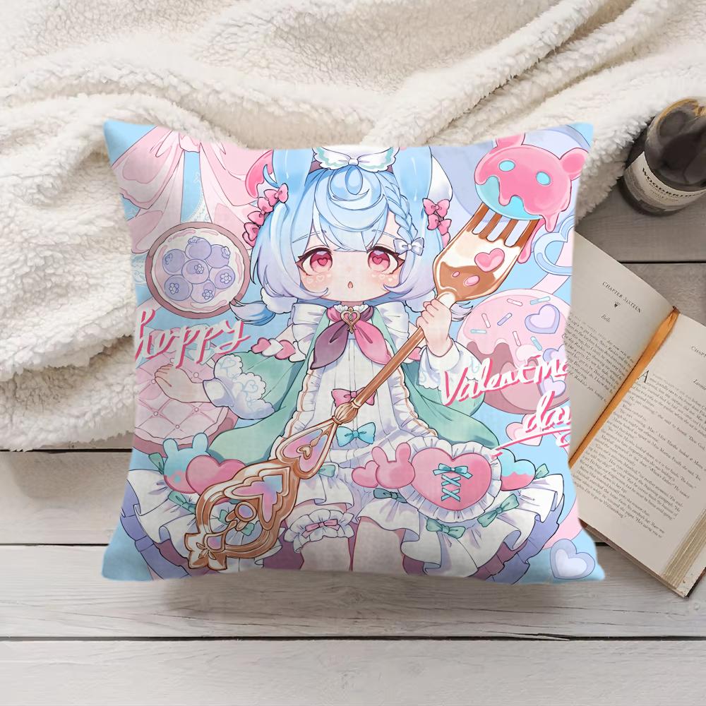 Sigewinne Genshin Impact Cushion Cover Silky Short Plush Invisible Zipper Dustproof Sofa Pillow Case For Home Decor