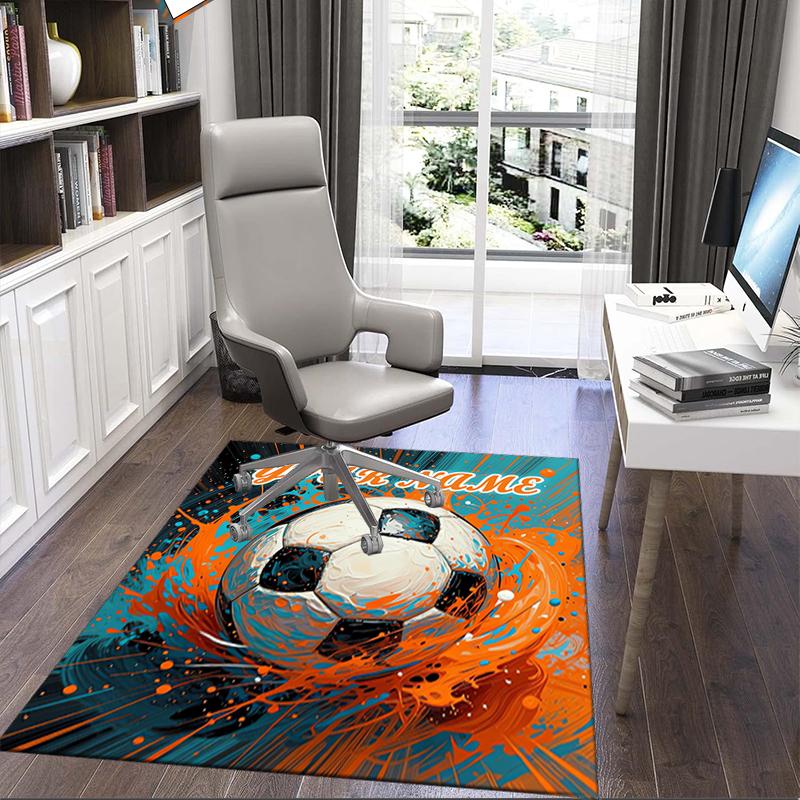 1PC Custom Name Soccer Ball Splash Art Theme Floor Mat Ideal for Living Room, Game Rooms, Office, Bedroom, Office Floor Mat , Floor Mats for Home