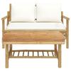 VidaXL Salon de jardin 2 pcs avec coussins blanc crème bambou, ensemble de salon de jardin, salons de patio, siège de 363461