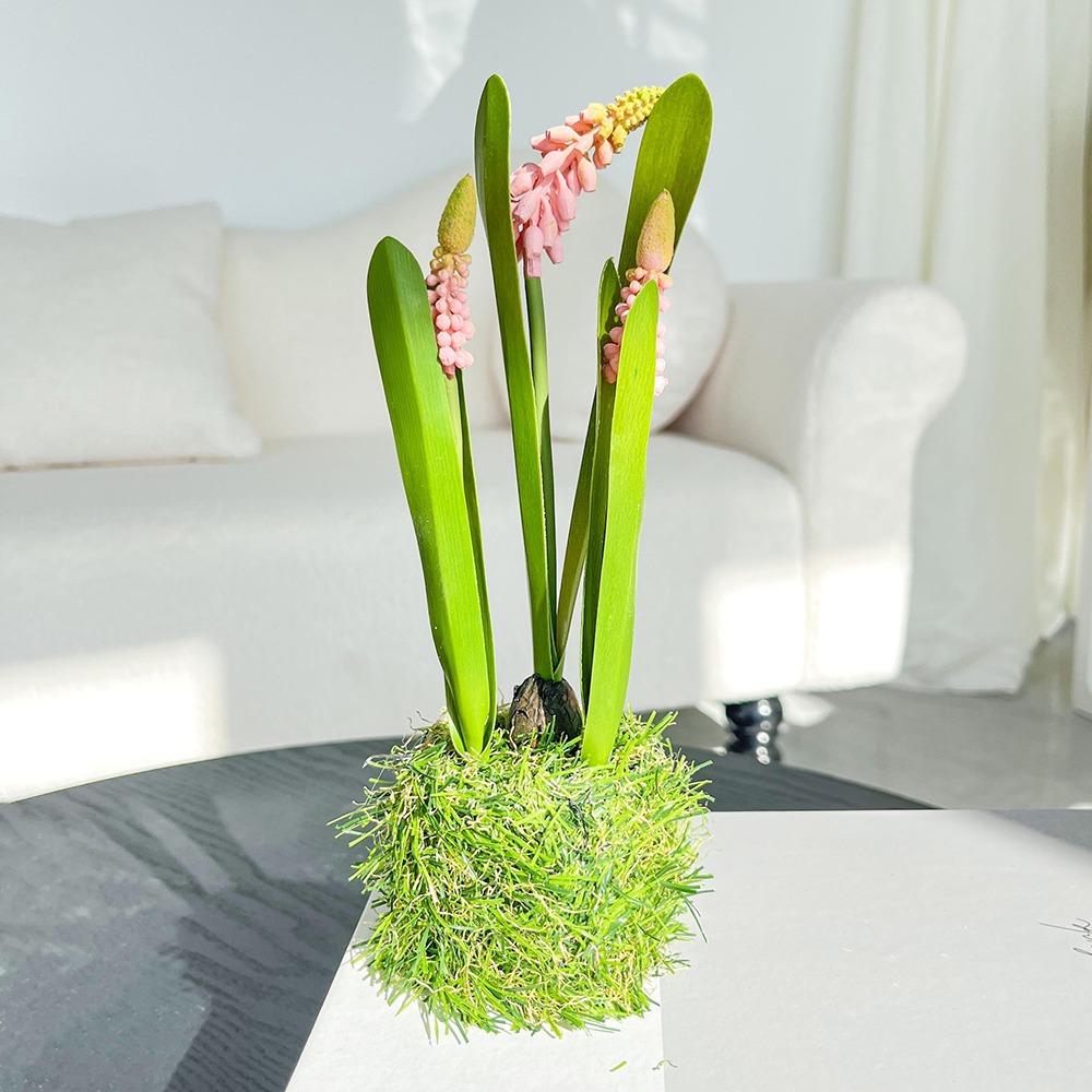 

1Pcs Realistic Artificial Hyacinth Flower Green Plant Flower Arrangement Ornament Photography Props pink
