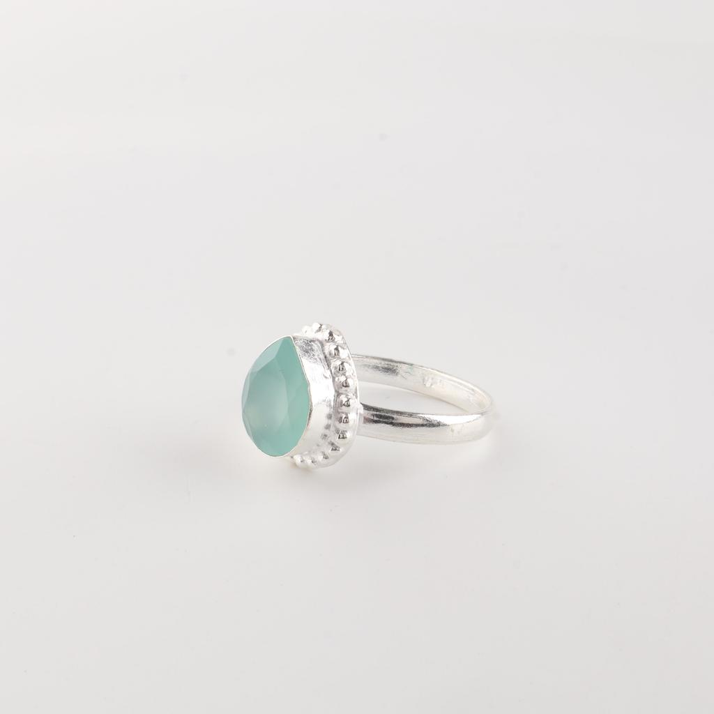 Aqua Chalcedony Gemstone 925 Sterling Silver Jewelry Designer Ring Gift For Wife RR-77-21