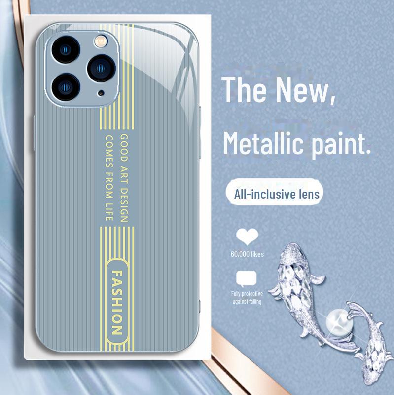 Luxury Full Package Anti-Fall Case for Apple SE, 11 Pro, 12, 13/14, 15 XS - Metal Texture.