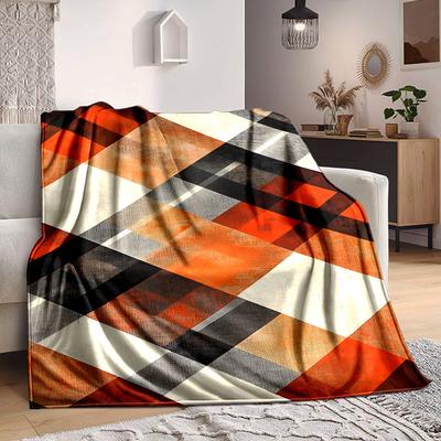 1pc Plaid Pattern Blanket, Lightweight Flannel Fleece with Digital Printing, Soft Warm for Sofa, Travel, Camping, Office, Couch, Chair, and Bed, All-S