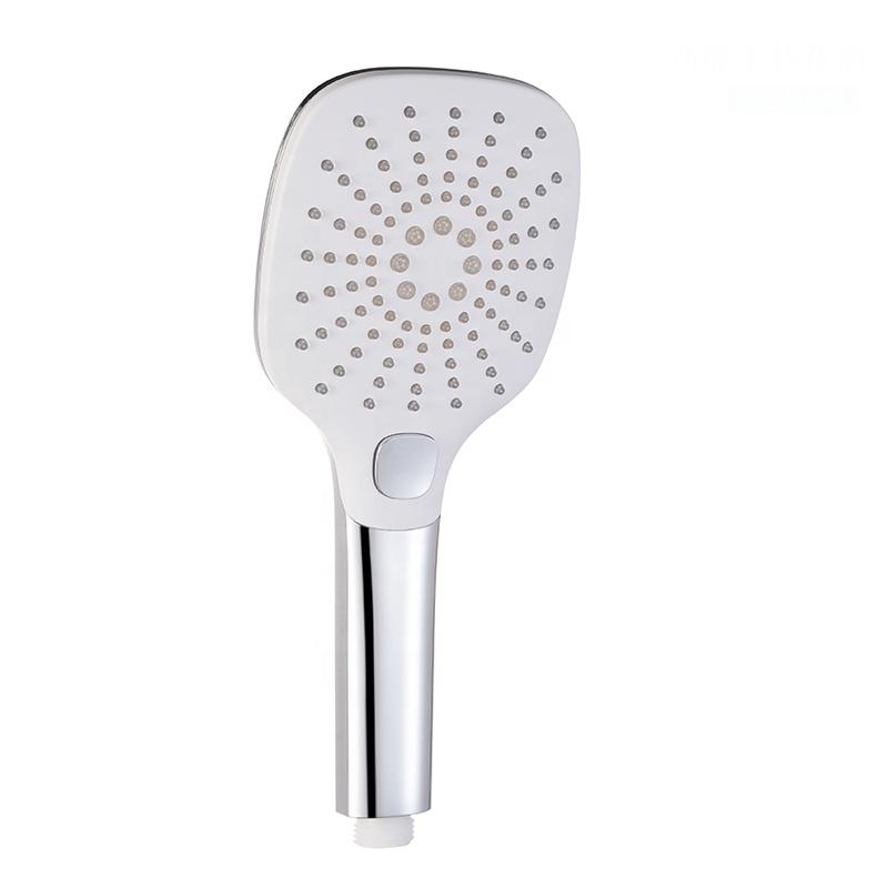 Push Button Adjustable 3 Functions Handheld ABS Plastic Shower Head with Chrome Finish for Hotel Use
