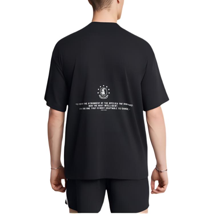 Under Armour Badge Of Honor Letter Print Crew Neck Short Sleeve T-Shirt Men Tops Black 1386892-001